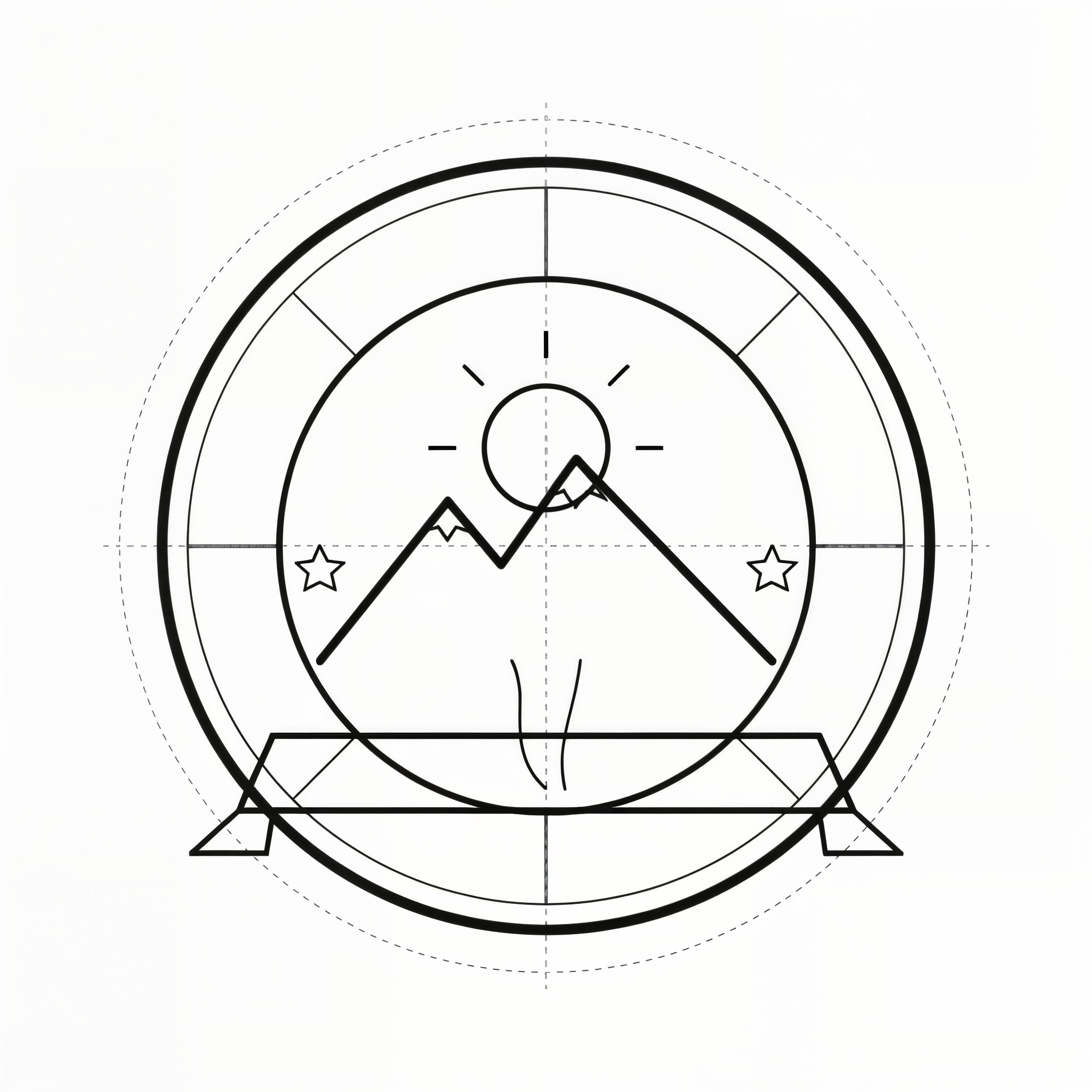 The same badge upscaled four times with crisp rings and tick marks
